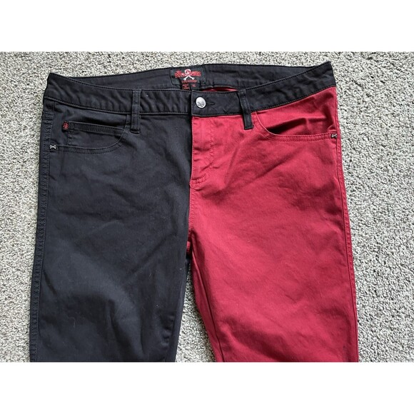 Royal Bones Size 15 Red Black Pants Jeans Stretch Daang Goodman Goth Punk - Picture 3 of 8